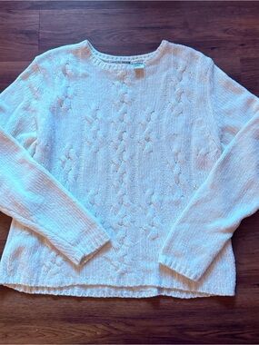 Carolyn Taylor Cream Cable Knit Sweater - Large Women's